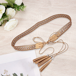 Ceintures bohèmes à chaîne et pompons en similicuir&nbsp;AJEW-WH20033-096AS-D