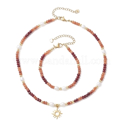 Ensembles de bracelets et colliers en jade naturel teint de Malaisie et perles de culture d'eau douce naturelles&nbsp;SJEW-JS01373-03