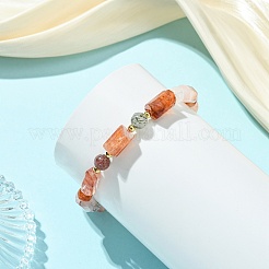 Pulseras de cuentas de cuarzo ferruginoso natural y cuarzo super siete&nbsp;BJEW-JB13925
