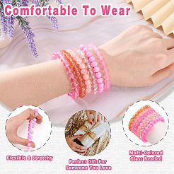 6 Stück 6 Stile 8mm Glas runde Perlen Stretch Armband Sets&nbsp;BJEW-TAC0023