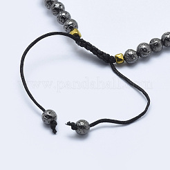 Braccialetti di perle intrecciate in pietra lavica naturale elettrolitica&nbsp;BJEW-I258-B01