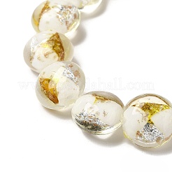 Perles rondes plates en feuille d'or et d'argent faites à la main&nbsp;FOIL-C001-02G