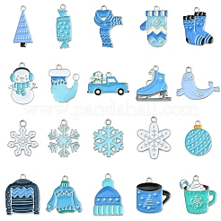 20 pendentif en alliage émaillé sur le thème de l'hiver&nbsp;ENAM-FS0001-97