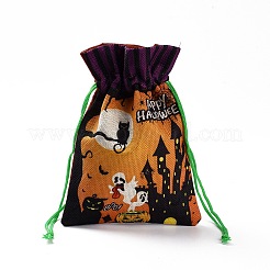 Sacchetti portaoggetti in panno di cotone di halloween&nbsp;ABAG-A005-01C