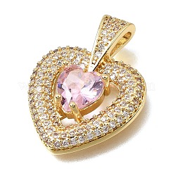 Ciondoli di San Valentino in ottone con micro pavé di zirconi rosa&nbsp;KK-C263-03G
