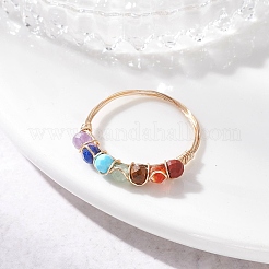 Natürliche Edelstein-Chakra-Fingerringe&nbsp;RJEW-JR00949-01