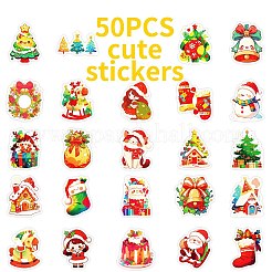 50 x Papieraufkleber mit Weihnachtsmotiv im Cartoon-Stil.&nbsp;DIY-P085-09
