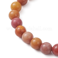 Bracelets extensibles en perles rondes de jade malaisien naturel teinté pour hommes et femmes&nbsp;BJEW-JB12146-02