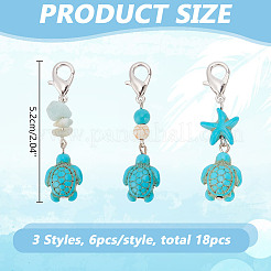 Decorazioni pendenti in tartaruga sintetica turchese&nbsp;HJEW-AB00540