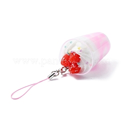 Decoraciones colgantes de copa de helado de fresa de plástico pvc&nbsp;HJEW-WH0039-24