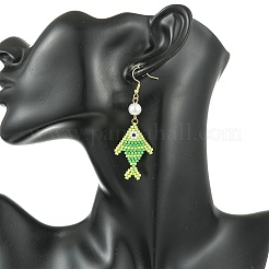Pendientes colgantes de acero inoxidable 304 con cuentas cilíndricas de vidrio.&nbsp;EJEW-MZ00815-01