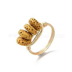 Fingerring aus geflochtenen Perlen aus natürlichem Lavastein&nbsp;RJEW-TA00214