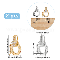 2 Stück 2 Farben S925 Sterling Silber Micro Pave klar klare Zirkonia Twister Verschlüsse&nbsp;STER-PH0003-56