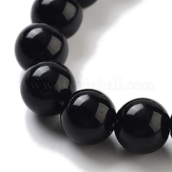 Braccialetti elasticizzati rotondi con perline di ossidiana naturale chakra&nbsp;BJEW-K251-05A