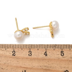 925 orecchini a bottone in argento sterling con micro pavé di zirconi cubici trasparenti per donna&nbsp;EJEW-K303-02B-G