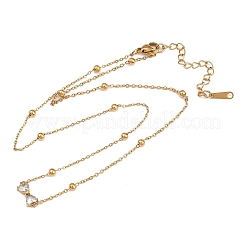 Collar con colgante de lazo de circonita cúbica transparente pavé de acero inoxidable 304 para mujer&nbsp;NJEW-G179-08G
