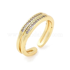 Offene Manschettenringe aus Messing mit Mikropavé-Kubikzirkonia für Damen&nbsp;LS-RJEW-R011-01G-02