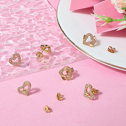 3 Paar 3 Stile Messing Micro Pave klare Zirkonia Ohrstecker für Frauen&nbsp;EJEW-BBC0002-10