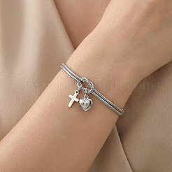 Braccialetti a doppio strato con catena a serpente in acciaio inossidabile 304 per la festa della mamma&nbsp;WG6C8B3-02