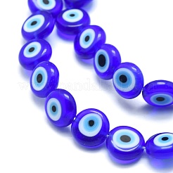 Chapelets de perles rondes de chalumeau manuelles de mauvais œil&nbsp;LAMP-L058-6mm-12