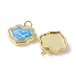 Porte micro ouvrent pendentifs zircone cubique en laiton de placage&nbsp;KK-C041-10G