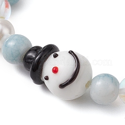 Weihnachtsmotiv: Synthetischer Mondstein und Schneeflocken-Charm-Armbänder aus Legierung für Frauen&nbsp;BJEW-TA00560