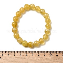 Bracelets extensibles en perles rondes d'opale jaune naturelle pour femmes&nbsp;BJEW-L712-A02