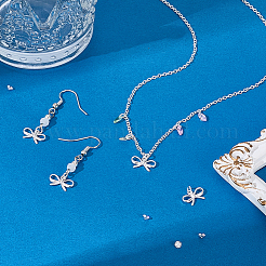 4 pz 925 ciondoli a fiocco in argento sterling con anelli di congiunzione e 925 timbri&nbsp;STER-PH0004-47