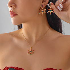 Ensemble collier et boucles d'oreilles à tige en alliage de strass avec pendentif flocon de neige pour femme&nbsp;FS-WGDD9A4-05