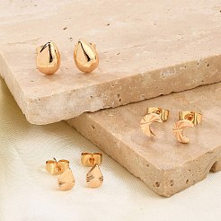 Set di orecchini a bottone in ottone per donna&nbsp;EJEW-F352-01G-02