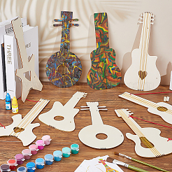 9 Stück 9 Stile unvollendete Holzgitarrenanhänger für Malkunst&nbsp;WOOD-PH0003-87