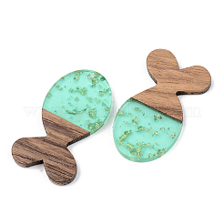 Pendentifs en résine transparente et bois de noyer&nbsp;RESI-S389-053A-B02