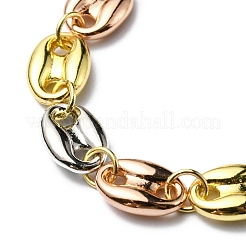 Gestellplattiertes Kaffeebohnen-Kettenarmband aus Messing für Damen&nbsp;RJEW-D078-08