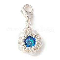 K9 verre strass & coquille perle pendentif décoration&nbsp;HJEW-MZ00028