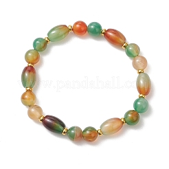 Bracelets extensibles en agate paon naturelle teinte et chauffée&nbsp;BJEW-JB13443