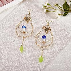 Natürliche Quarz-Kristall-Chips Perlen große Teardrop-Ohrringe&nbsp;EJEW-SW00016-01