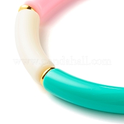 Bracciale elasticizzato con perline tubolari color caramello&nbsp;BJEW-JB07298-02