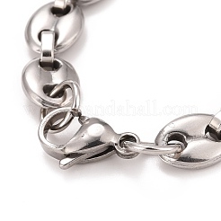 Bracciale a maglie con chiave scheletrica a trifoglio in acciaio inossidabile 201 anti-appannamento con catene a chicchi di caffè per uomo e donna&nbsp;STAS-E160-28P