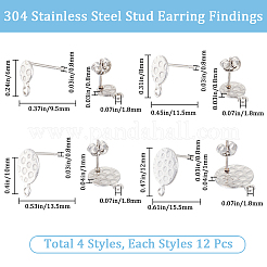 48 pz 4 stile 304 acciaio inossidabile orecchini a perno&nbsp;STAS-SC0007-31