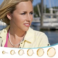 Supports de boucles d'oreilles à tige rondes et plates en acier inoxydable 304&nbsp;STAS-UN0062-60