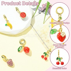 5 Stück 5 Stile Messing Emaille Obst europäischen Baumeln Charms&nbsp;KK-CJ0003-98