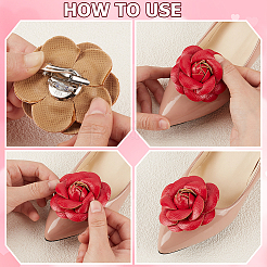 4 Stück Schuhdekoration aus Kunstleder mit Blumenmotiv in 2 verschiedenen Ausführungen&nbsp;AJEW-CL0005-01A