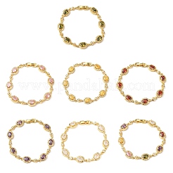 Ovale Gliederarmbänder aus Messing mit Mikropavé-Fassung aus Zirkonia für Damen&nbsp;BJEW-D387-04G