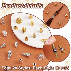 200 pièce 20 styles de capuchons de perles de style tibétain&nbsp;TIBE-PH0002-25