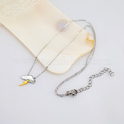 Colliers pendentifs éclair nuage bicolores en acier inoxydable 304 pour femmes&nbsp;WG049FD-01