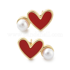 Orecchini a bottone in ottone a forma di cuore&nbsp;EJEW-C141-01G-03