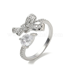 Messing Micro Pave Zirkonia Manschette offene Ringe&nbsp;RJEW-C163-17P