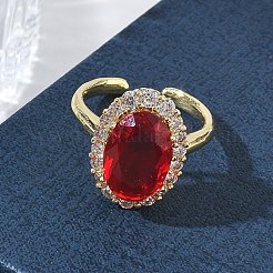 Offene Manschettenringe aus Messing mit Mikropavé und Zirkonia für Damen&nbsp;RJEW-L343-17G-06