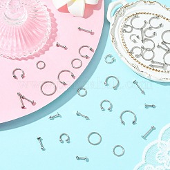 40 Stück 20 Stile chirurgischer Edelstahl 316l & chirurgischer Edelstahl 316 Hoop-Nasenringe & Labrets&nbsp;AJEW-CJ0001-73