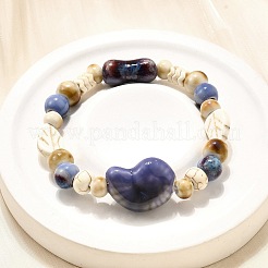 Handgefertigte Porzellanperlen & synthetische Howlithperlen Stretch-Armbänder für Frauen&nbsp;LS-BJEW-D307-01C